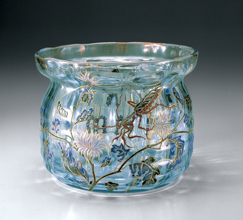 エミールガレ風 花瓶 ガラス工芸品 - ガラス