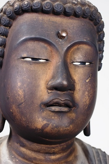 仏教美術　大明永楽年施款　古銅鍍金　阿弥陀如来像　仏像　G　R6545E 仏教美術 大明永楽年施款 古銅鍍金 阿弥陀如来像 仏像 G